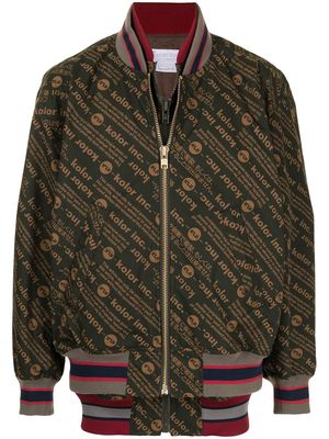 Kolor monogram layered bomber jacket - Brown