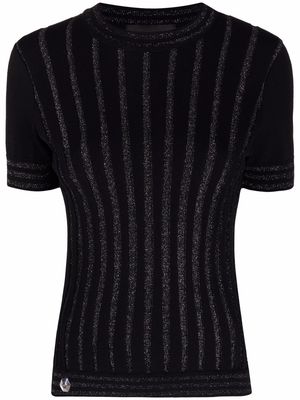Philipp Plein metallic-threaded knitted top - Black