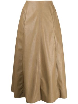 Muller Of Yoshiokubo faux-leather midi skirt - Brown