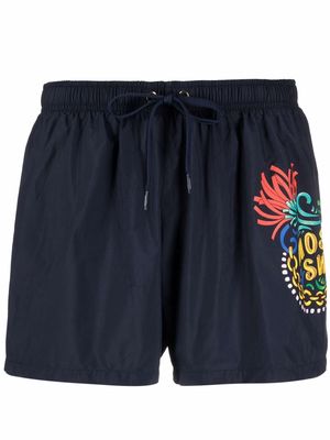 Moschino graphic-print swim shorts - Blue