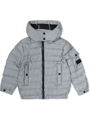 Burberry Kids monogram print hooded puffer jacket - Black