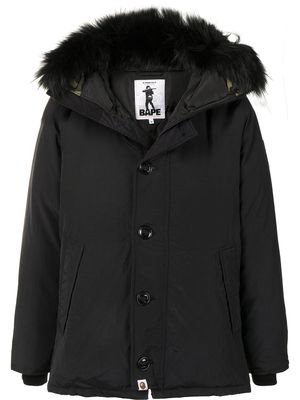 A BATHING APE® faux-fur trim padded jacket - Black