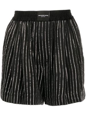 Alexander Wang metallic-stripe silk shorts - Black