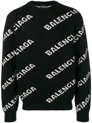 Balenciaga all-over logo jumper - Black