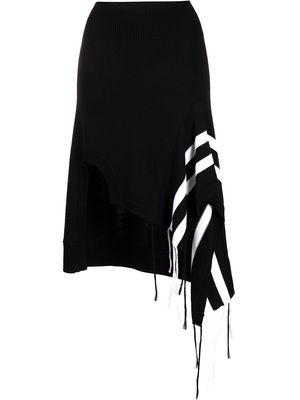 Monse varsity-stripe asymmetric skirt - Black