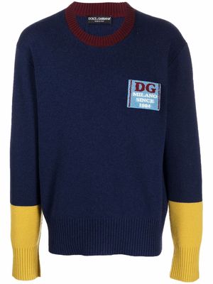 Dolce & Gabbana chest-logo knit jumper - Blue