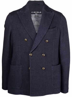 Circolo 1901 unlined double-breasted stretch-cotton blazer - Blue