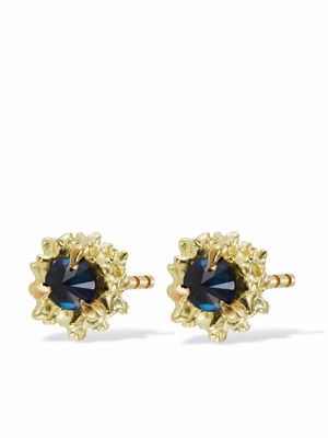 Clio Saskia 18kt yellow gold Urchin sapphire stud earrings