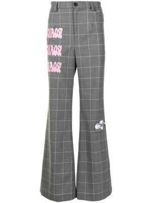 DUOltd Chaos check-print wide-leg trousers - Grey