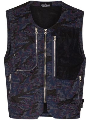 Stone Island Shadow Project abstract-print utility gilet - Purple