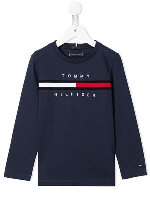 Tommy Hilfiger Junior logo-embroidered cotton sweatshirt - Blue