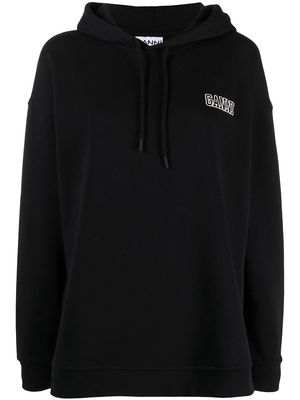 GANNI side-slit logo hoodie - Black