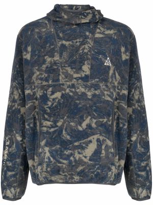 Nike camouflage-print fleece hoodie - Blue