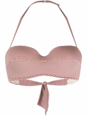 Emporio Armani striped sequin bikini top - Red
