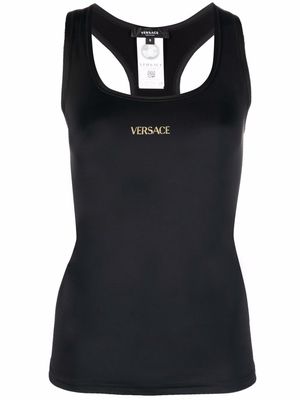 Versace logo-print square-neck performance tank top - Black