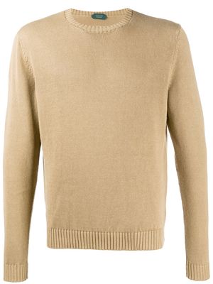 Zanone long-sleeve fitted jumper - Brown