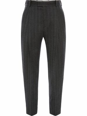Alexander McQueen pleat-detail wool-blend tapered trousers - Grey