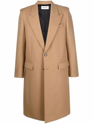 Saint Laurent single-breasted cashmere coat - Neutrals
