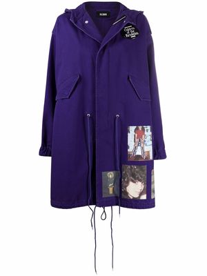 Raf Simons patch-detail parka coat - Purple