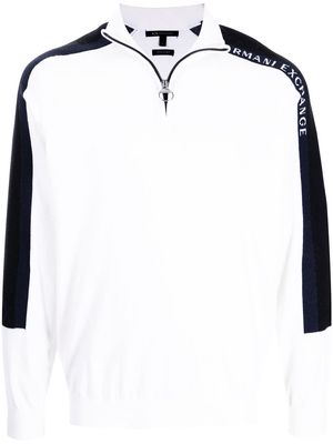 Armani Exchange logo-stripe jumper - White