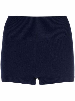 AMI AMALIA merino-knit high-waisted shorts - Blue