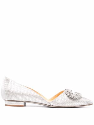 Giannico Daphne embellished leather 20mm ballerinas - Silver
