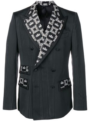 Dolce & Gabbana monogram contrast double breasted jacket - Black