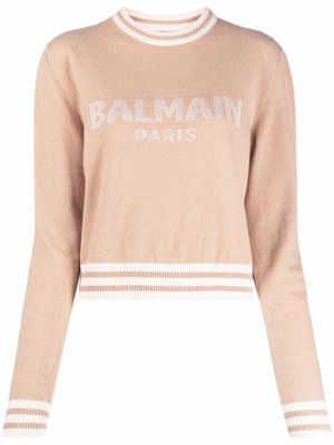 Balmain logo-lettering sweatshirt - Neutrals