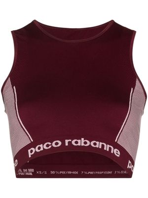 Paco Rabanne logo waistband sports bra - Red