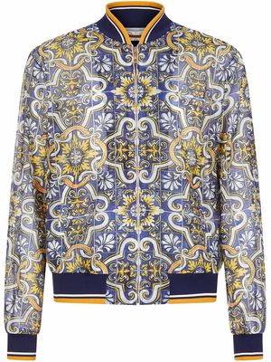 Dolce & Gabbana tile-print bomber jacket - Blue