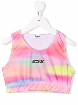 MSGM Kids tie-dye chest-logo crop top - Pink