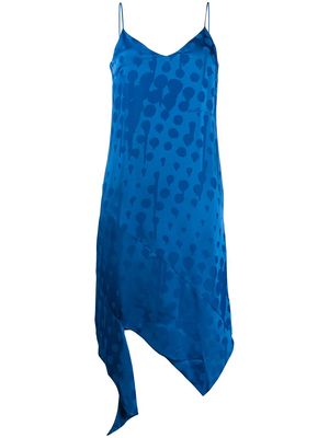Off-White jacquard-woven slip dress - Blue