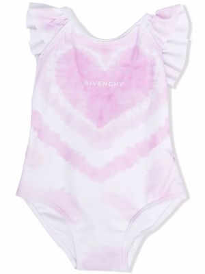 Givenchy Kids heart-print ruffled swimsuit - Pink