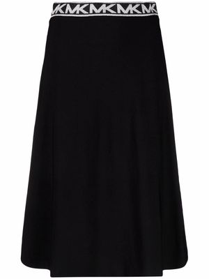 Michael Michael Kors logo-waistband midi skirt - Black