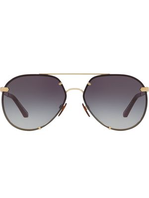 Burberry Eyewear check detail aviator sunglasses - Gold