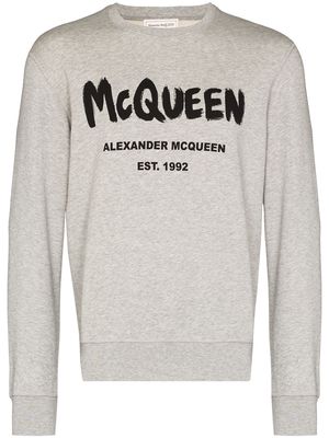 Alexander McQueen graffiti print crew neck sweatshirt - Grey