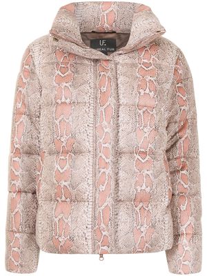 Unreal Fur python-print puffer jacket - Brown