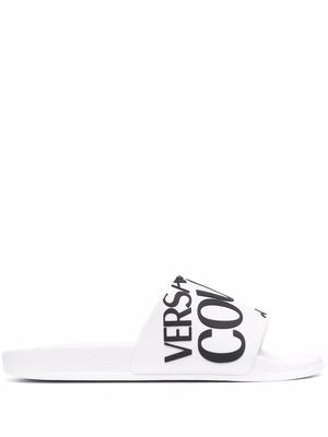 Versace Jeans Couture logo-print open-toe slides - White