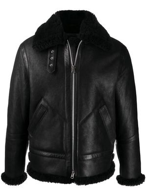 Acne Studios shearling leather aviator jacket - Black