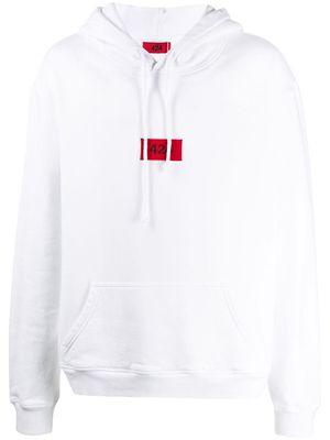 424 embroidered logo patch boxy fit hoodie - White
