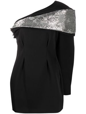 Isabel Marant asymmetric-shoulder sequin-embellished dress - Black