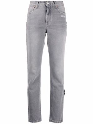 Off-White logo-print straight-leg jeans - Grey