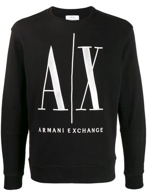 Armani Exchange embroidered logo cotton sweatshirt - Black