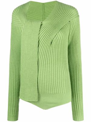 MSGM ribbed-knit knot-detail top - Green