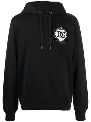 Dolce & Gabbana sequin logo crest hoodie - Black