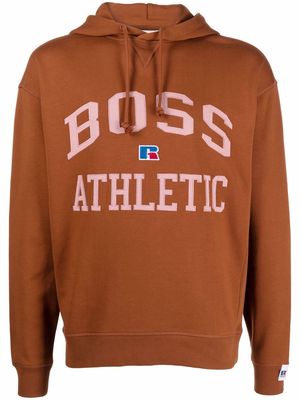 BOSS logo-print cotton hoodie - Brown