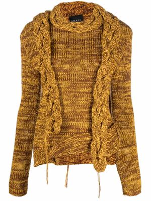 A.W.A.K.E. Mode asymmetric knitted jumper - Yellow