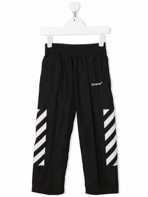 Off-White Kids Diag-print trousers - Black