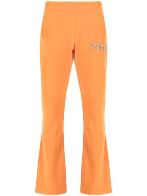 Fiorucci logo velour flared trousers - Orange