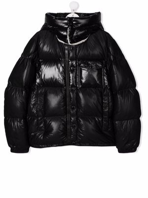 Moncler Enfant high-shine logo-print puffer jacket - Black